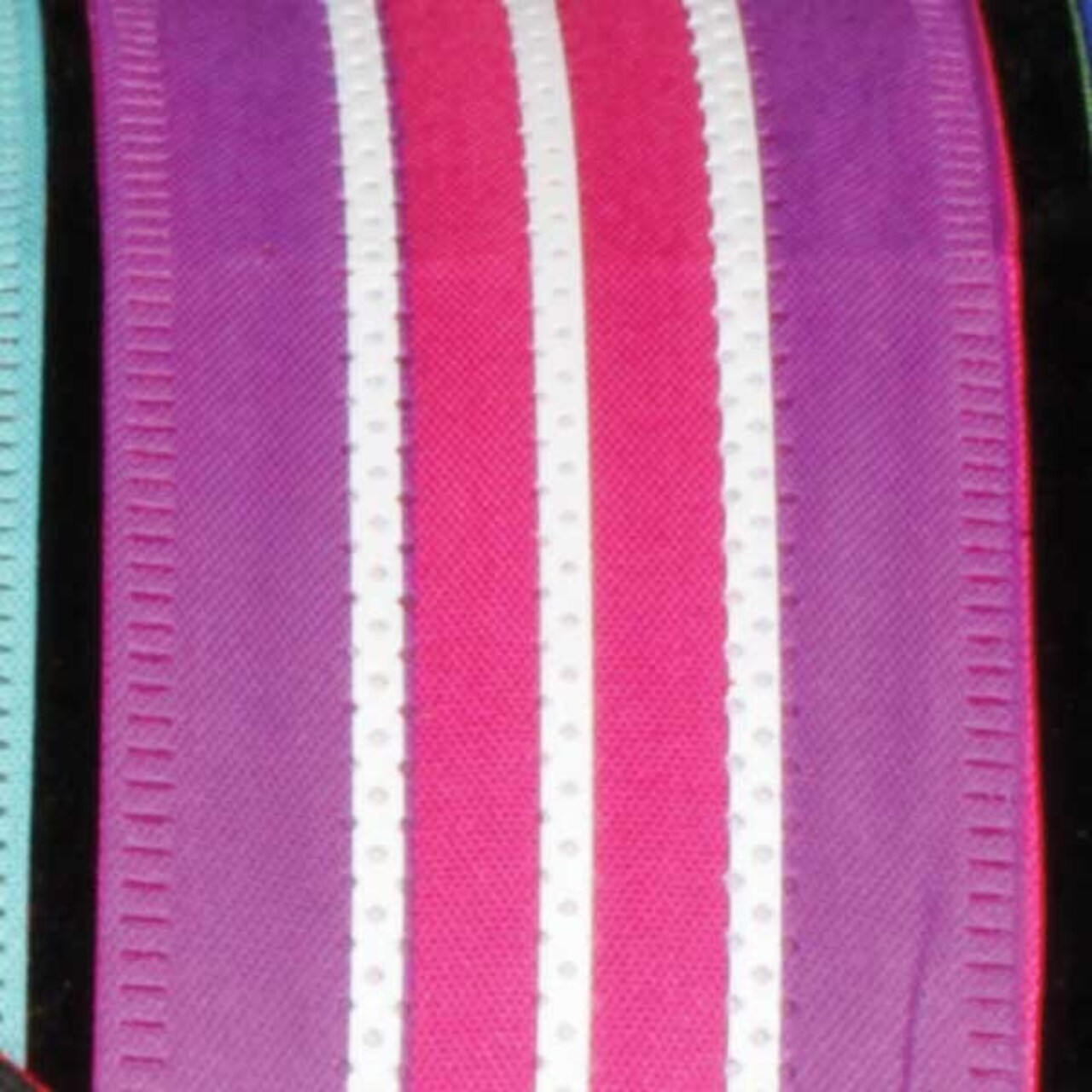 The Ribbon People Purple and Pink Wired Craft Ribbon with Stripes 1.5" x 40 Yards